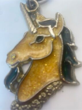 Vintage 1980s Crown Logo Unicorn Suncatcher Keychain